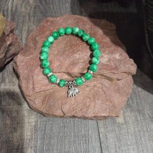 Stretchy Beaded Elephant Charm Bracelet